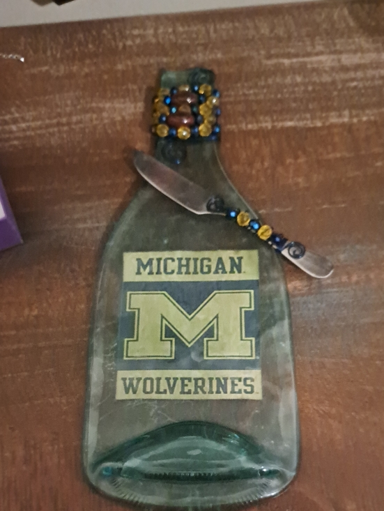 Other - University of Michigan Wolverines Decorative Glass Bottle Charcuterie Board